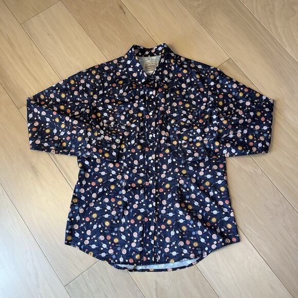 Rockmount Tops - Rockmount Ranchwear Western Snap Shirt in Navy Solar System Women’s Large